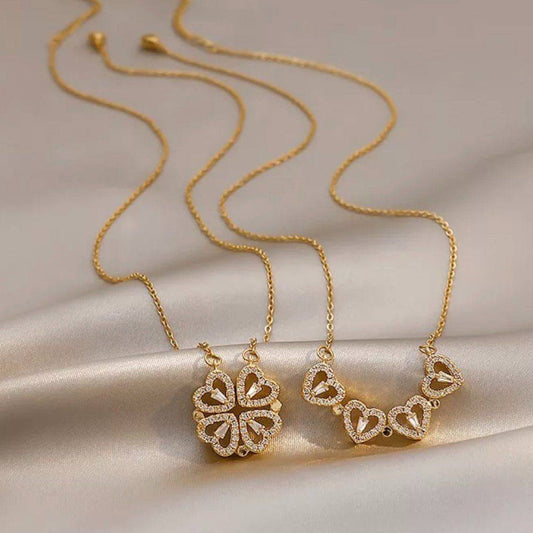 Collier Trèfle Transformable 🍀 – Bijou Élégant 2-en-1 avec Coffret Cadeau 🎁